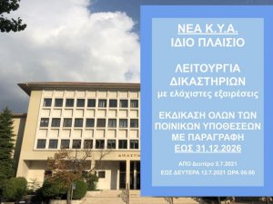 ΦΕΚ Β 2879/2.7.2021 ΝΕΑ ΚΥΑ 41332 ΛΕΙΤΟΥΡΓΙΑΣ ΔΙΚΑΙΟΣΥΝΗΣ ΚΑΙ ΕΚΤΑΚΤΩΝ ΜΕΤΡΩΝ ΑΠΟ 5.7.2021 ΕΩΣ ΔΕΥΤΕΡΑ, 12.7.2021 ώρα 06:00.